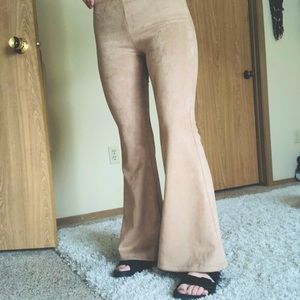 Flare suede pants
